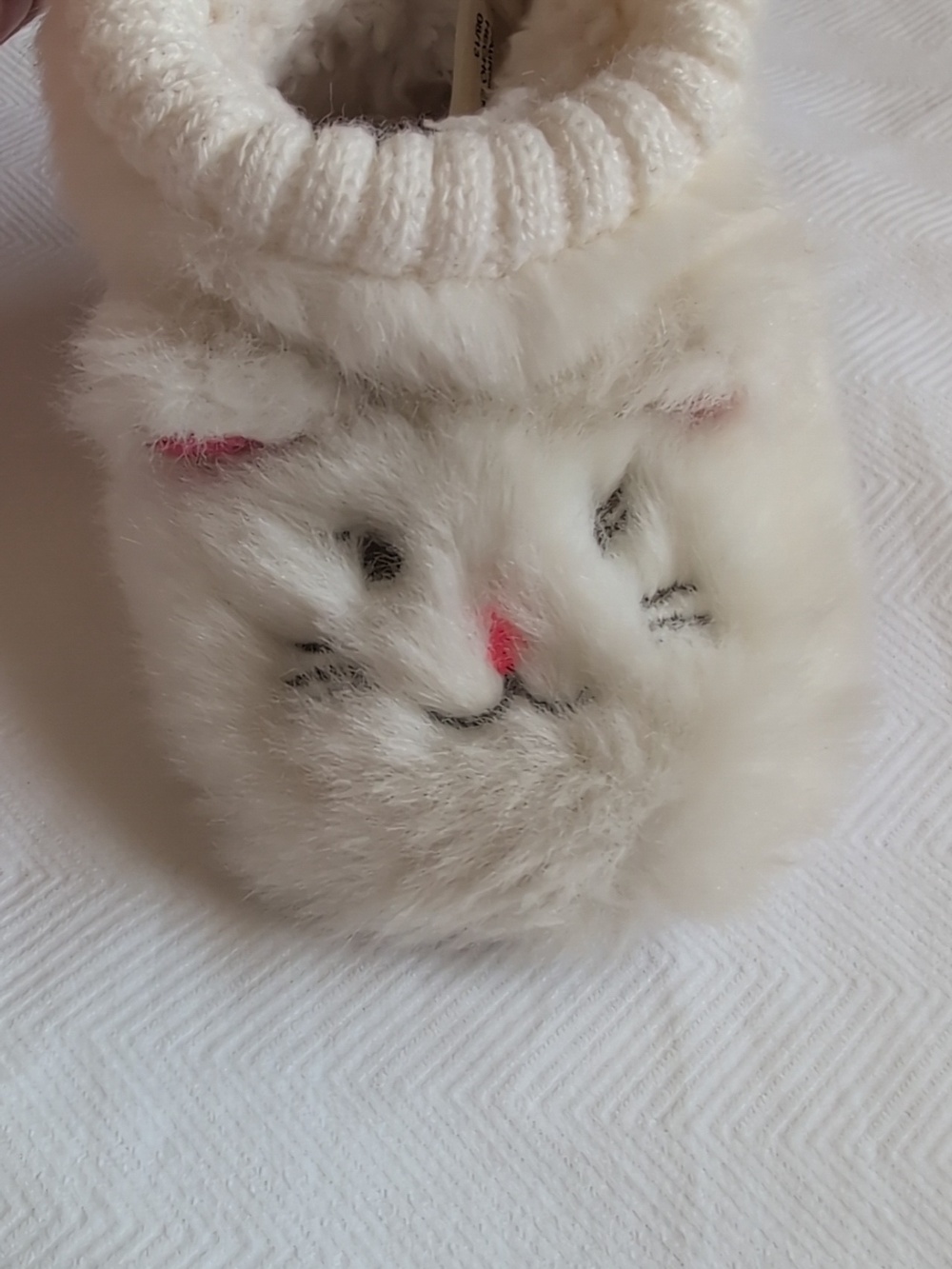 roxy baby adorable fluffy kitten slippers with knit & faux fur lining infant 2 - Picture 4 of 7